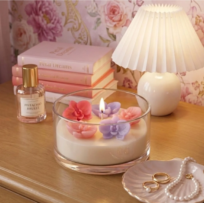 Small Dreamy Orchid Candle Silicone Mold - Image 3