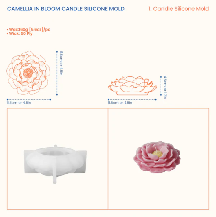 Camellia in Bloom Candle Silicone Mold - Image 3