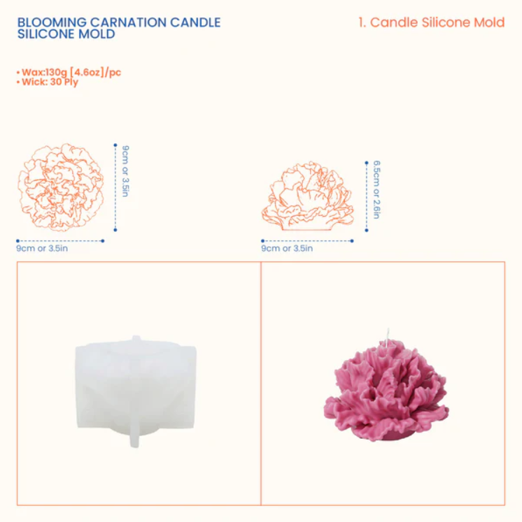 Blooming Carnation Candle Silicone Mold - Image 3