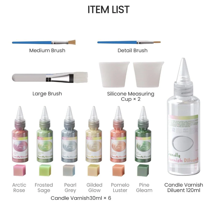 Colored Glossy Candle Varnish Set - 6 of Aura Colors - Image 3